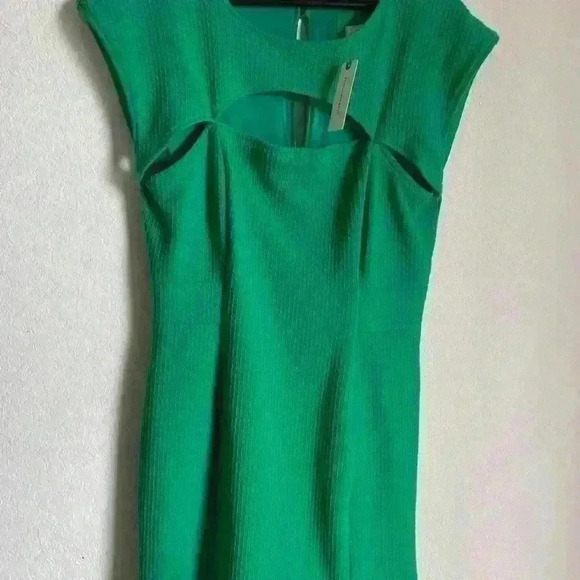 Anthropologie Maeve Cutout Green Mini Classic Shift Dress With Pockets Size M - Picture 4 of 13